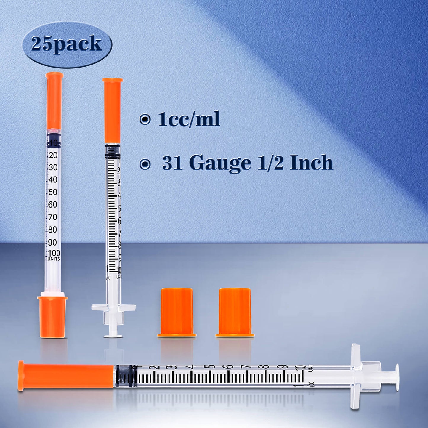 Diabetic Syringes with Needle, 1ml-31G-1/2"